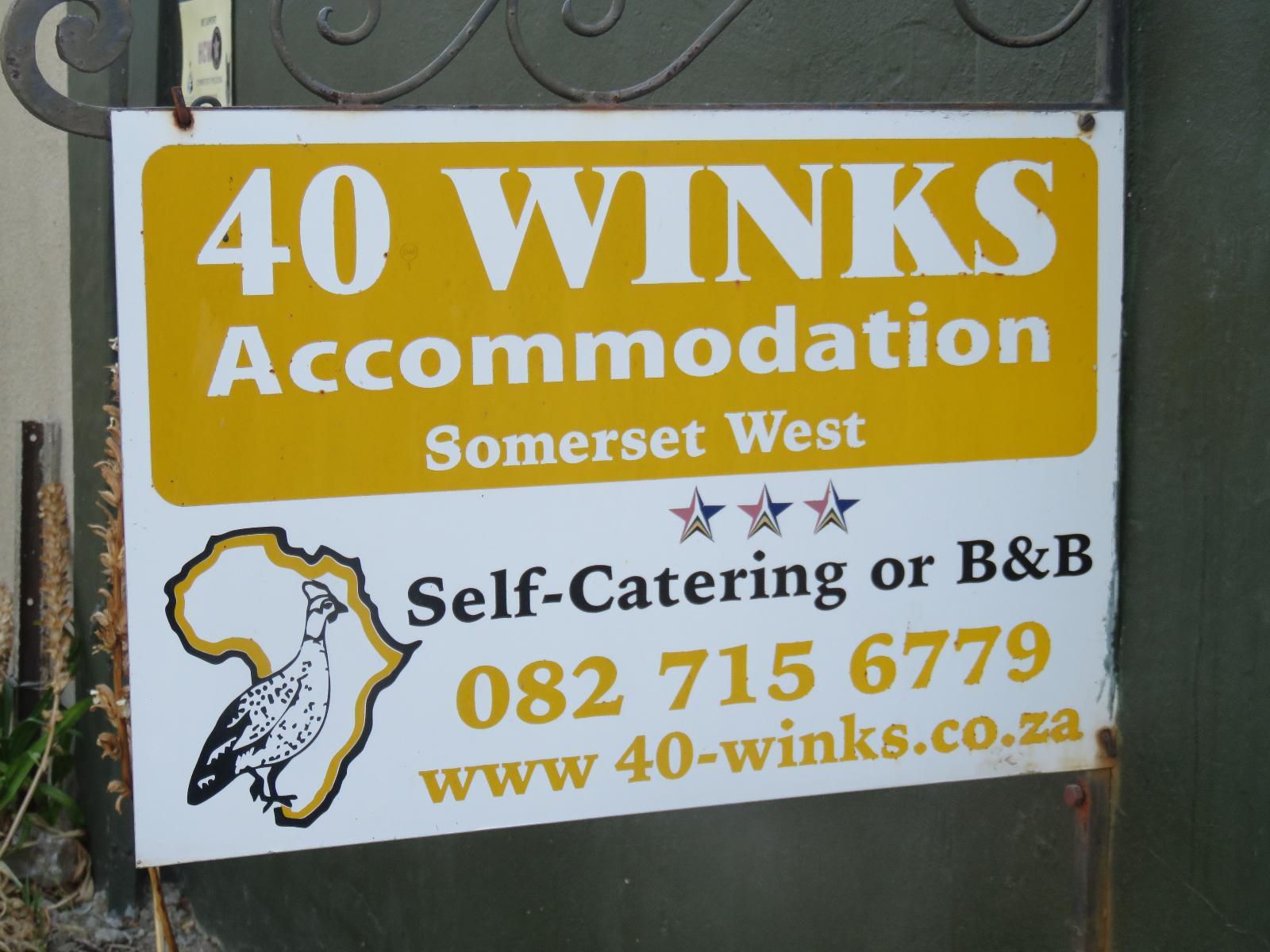 40 Winks Accommodation Somerset West Western Cape South Africa Sign, Text, Window, Architecture