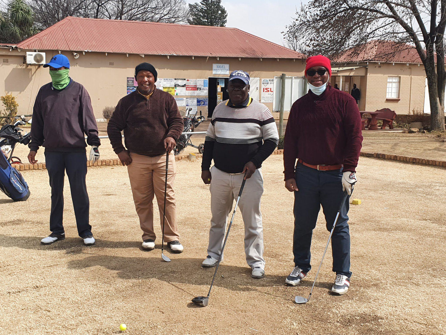 Ball Game, Sport, Golfing, Person, Ball, Face, Two Faces, Back View, Standing, Frontal Face, Nigel Golf Club, Old, Springs Rd, Nigel, 1491