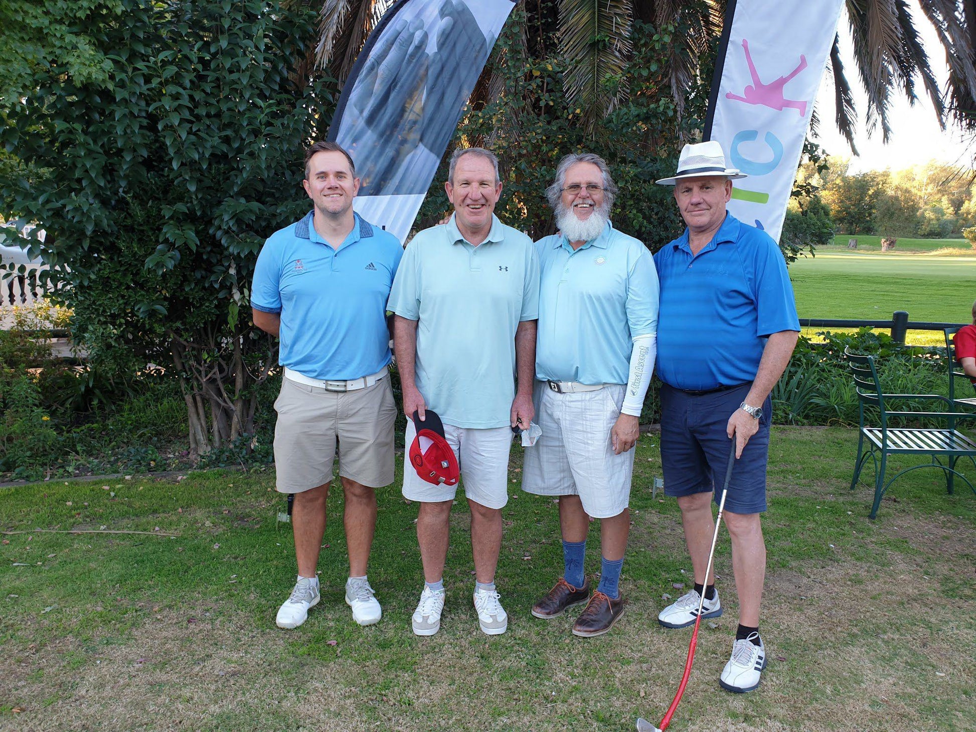 Ball Game, Sport, Golfing, Person, Face, Group, Frontal Face, Male, Adult, Smile, Eyes Closed, Eyes Open, Schoeman Park Golf Club, Maselspoort St, Bloemfontein, Free State, 9301