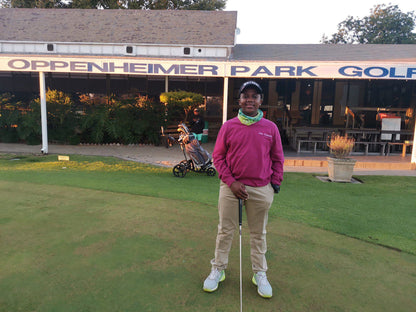 Ball Game, Sport, Golfing, Person, Face, One Face, Portrait, Back View, Standing, Frontal Face, Male, Smile, Teenager / Young Adult, Oppenheimer Park Golf Club, 3 Harry Oppenheimer Street, Welkom Mines, Welkom, 9459