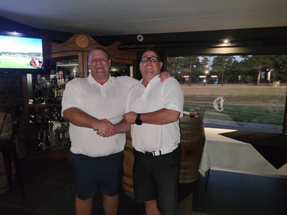 Ball Game, Sport, Golfing, Person, Face, Two Faces, Bar, Frontal Face, Female, Adult, Smile, Eyes Closed, Glasses, Male, Eyes Open, Ermelo Country Club, 2350, Spitzkop 276-Is, Ermelo