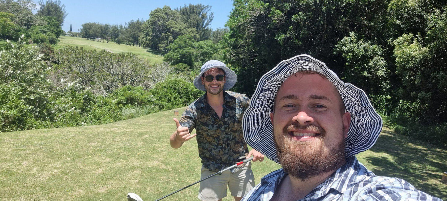 Ball Game, Sport, Golfing, Person, Face, Two Faces, Frontal Face, Male, Adult, Eyes Open, Beard, Smile, Sunglasses, Gonubie Golf Club, End St, Gonubie, East London, 5257