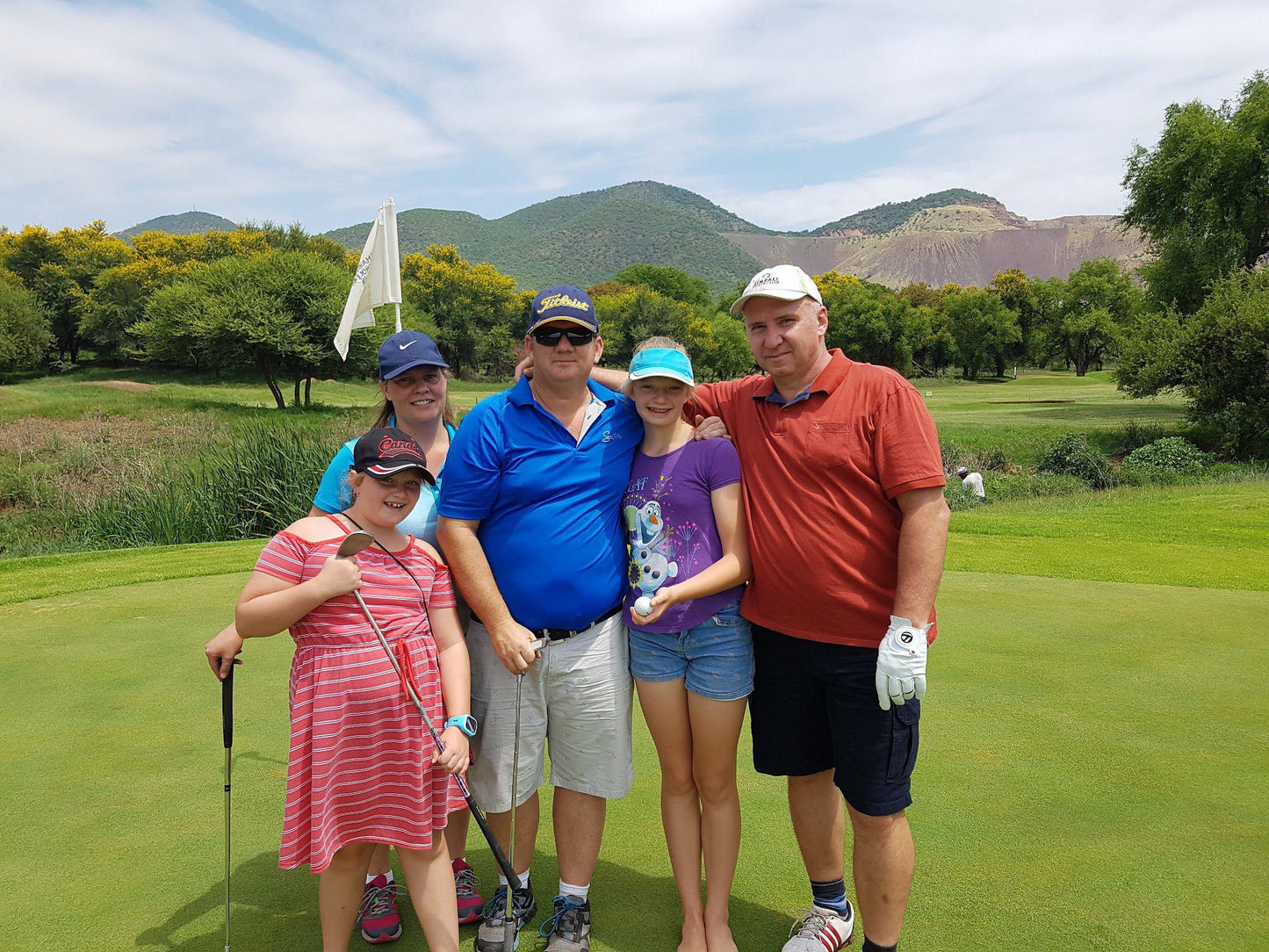 Complementary Colors, Ball Game, Sport, Golfing, Person, Face, Group, Frontal Face, Male, Adult, Eyes Open, Female, Smile, Child, Sunglasses, Thabazimbi Golf Club, Plaasgedeelte Wachteenbietjiedraai R510, Warmbad Weg Rd, Thabazimbi, 0380