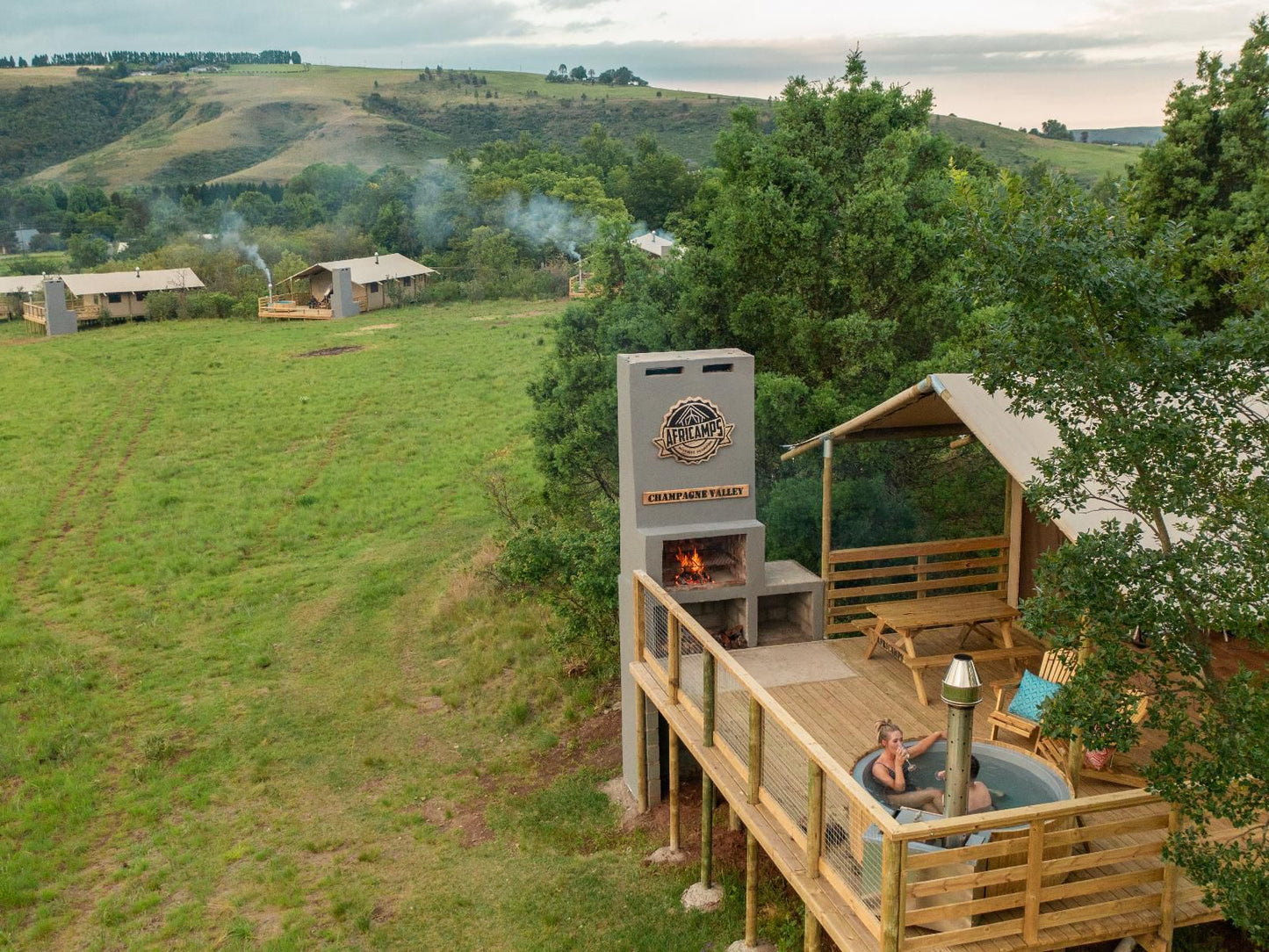 Africamps Champagne Valley, Hot Tub Tent, Sauna, Wood