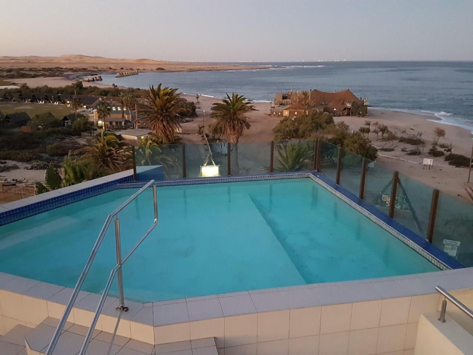 Beach Hotel Swakopmund, Beach, Nature, Sand, Palm Tree, Plant, Wood, Swimming Pool