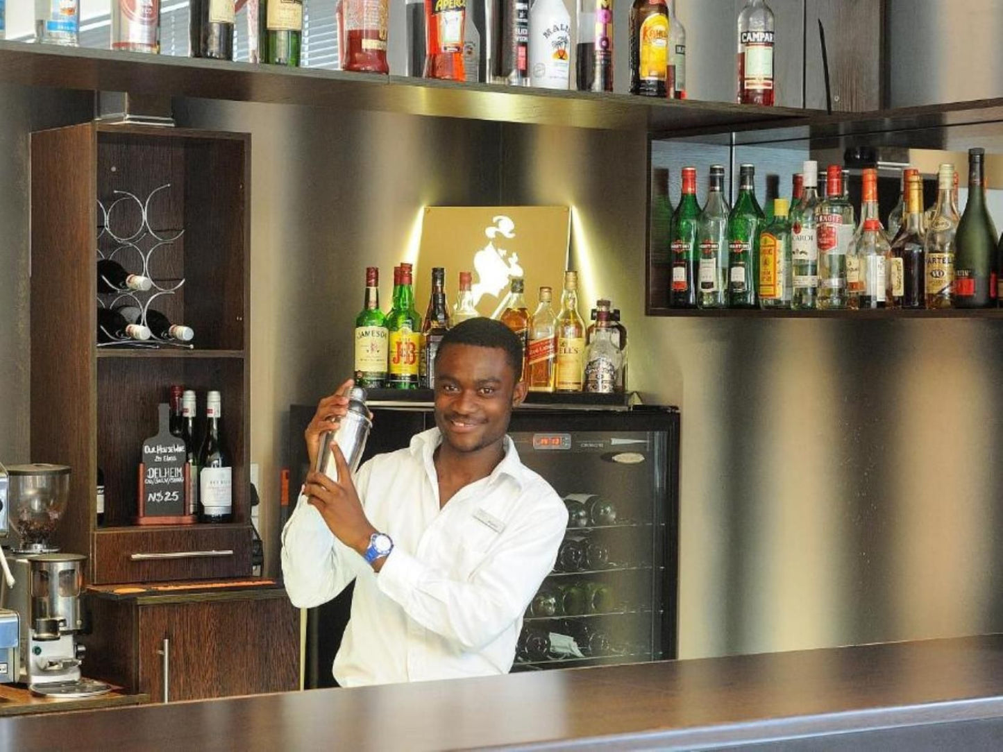 Beach Hotel Swakopmund, Face, Person, One Face, Beer, Drink, Bottle, Drinking Accessoire, Bar, Food, Frontal Face, Male, Adult, Eyes Open, Smile, Beard