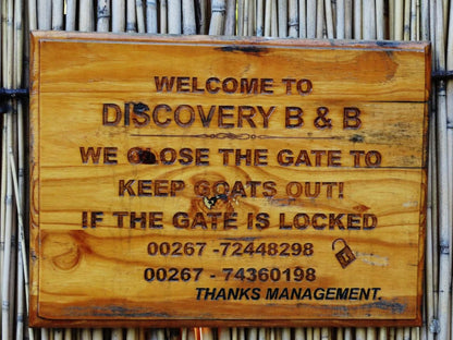 Discovery Bed And Breakfast, Sign, Text