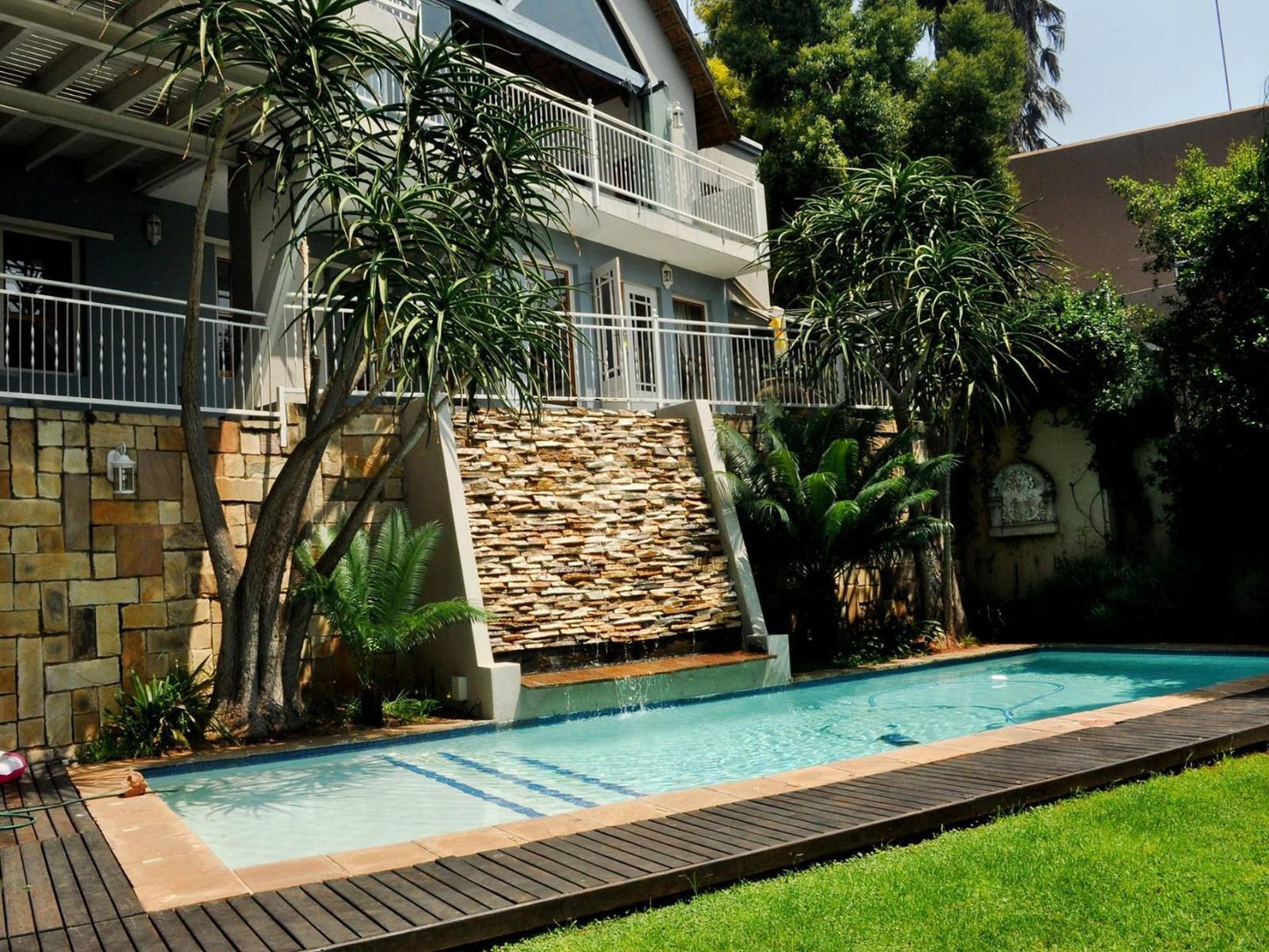Fever Tree Manor Kosmos Hartbeespoort North West Province South Africa House, Building, Architecture, Palm Tree, Plant, Nature, Wood, Garden, Swimming Pool