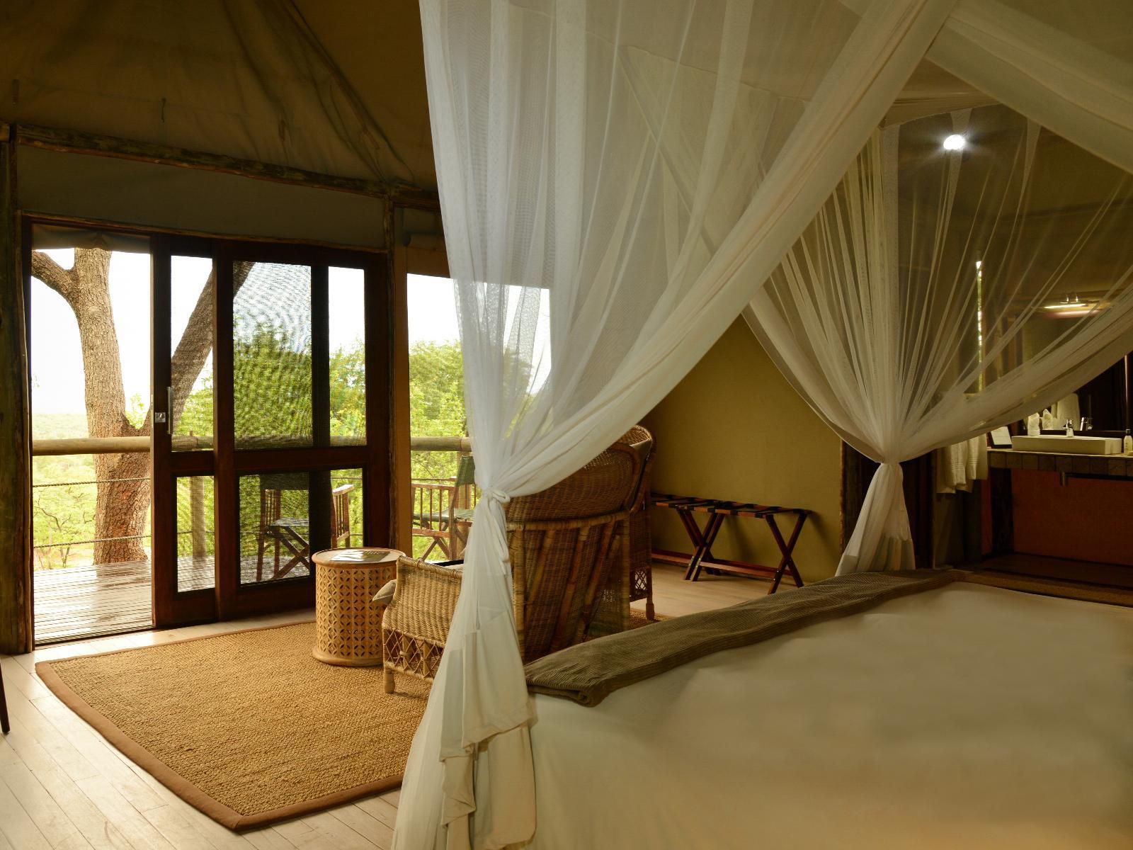 Ghoha Hills Savuti Lodge, Family Tent 2, Sepia Tones, Bedroom