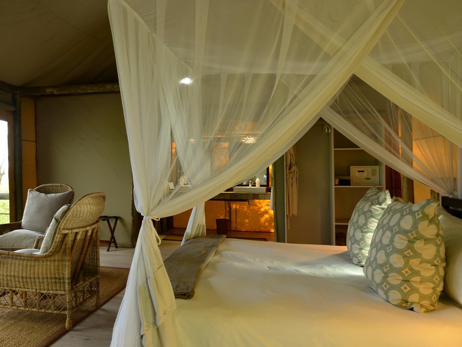 Ghoha Hills Savuti Lodge, Twin/King Tent 9, Sepia Tones, Tent, Architecture, Bedroom