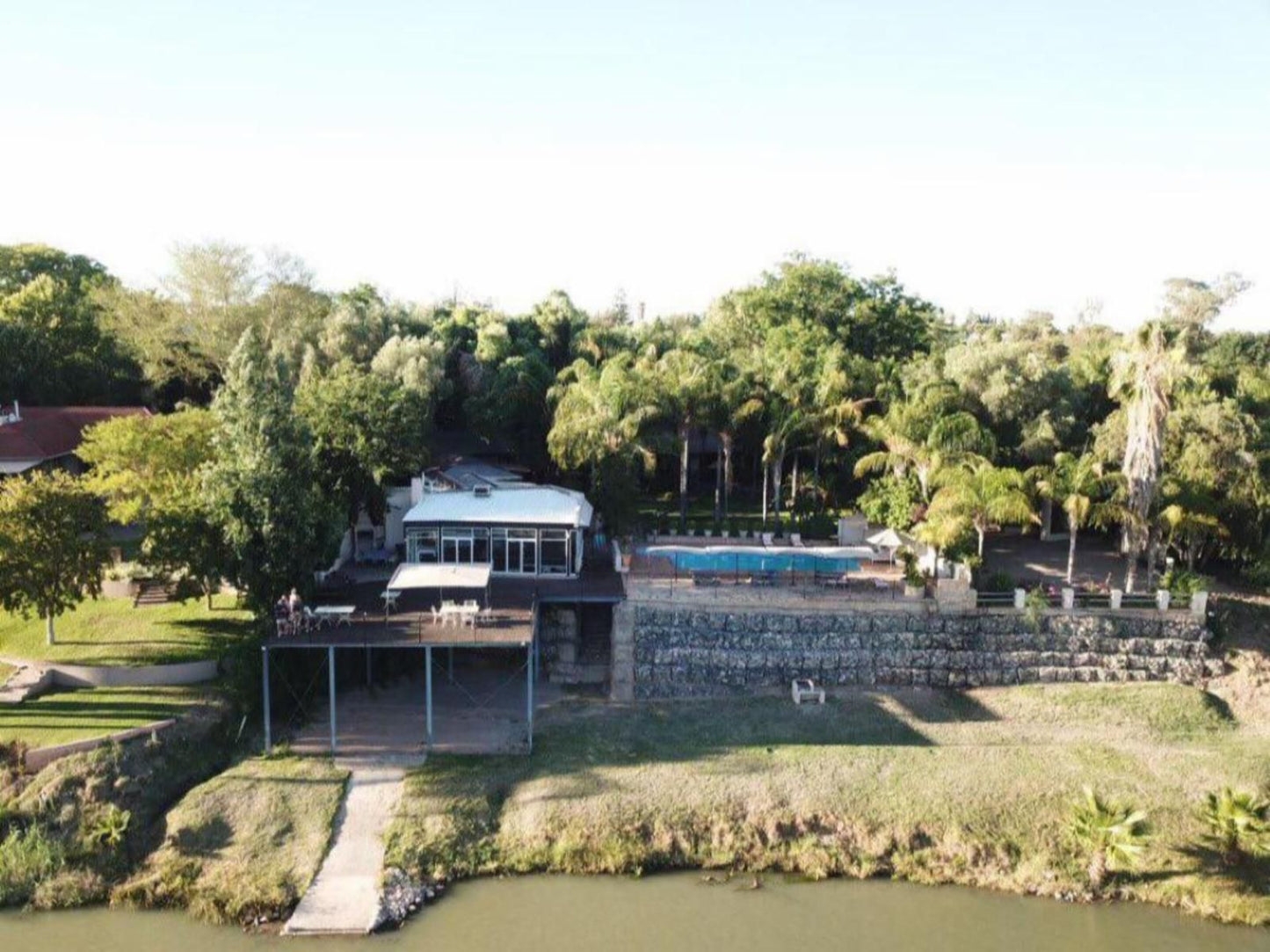 Africa River Lodge Upington Northern Cape South Africa House, Building, Architecture, Palm Tree, Plant, Nature, Wood, River, Waters, Swimming Pool