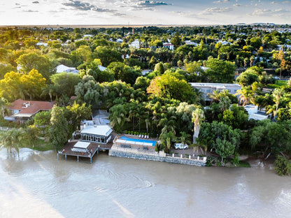 Africa River Lodge Upington Northern Cape South Africa House, Building, Architecture, Palm Tree, Plant, Nature, Wood, River, Waters, Aerial Photography