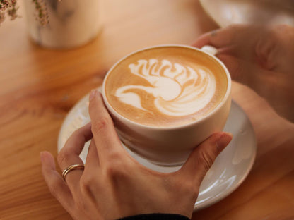 Highlands Lodge Mountain Retreat, Sepia Tones, Coffee, Drink, Cup, Drinking Accessoire, Food, Hand, Body Part, Person