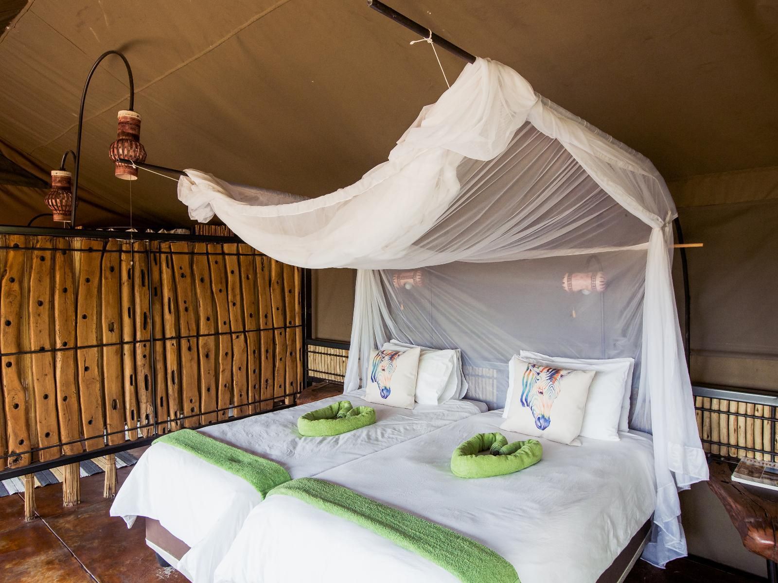 Jackalberry Tented Camp, Honeymoon Tent, Tent, Architecture, Bedroom, Person