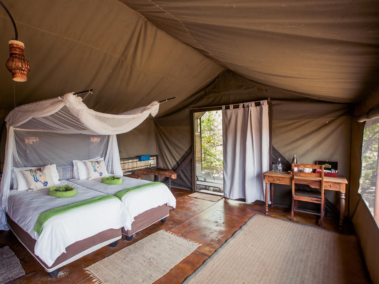 Jackalberry Tented Camp, Twin Room Tent, Tent, Architecture, Bedroom