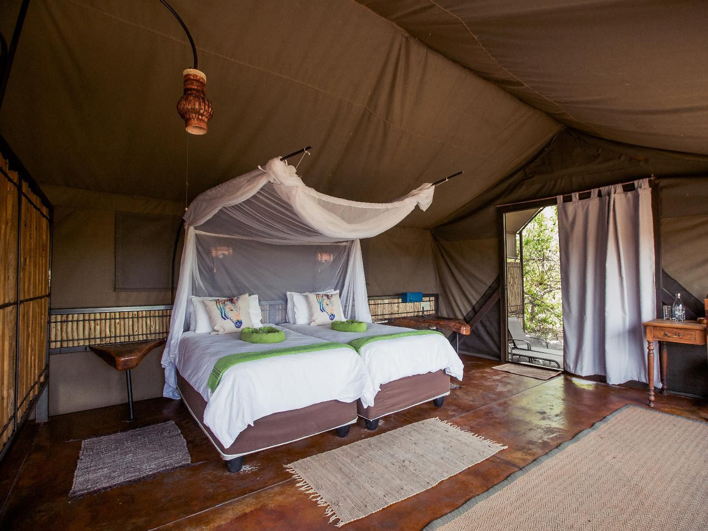 Jackalberry Tented Camp, Twin Room Tent, Tent, Architecture, Bedroom