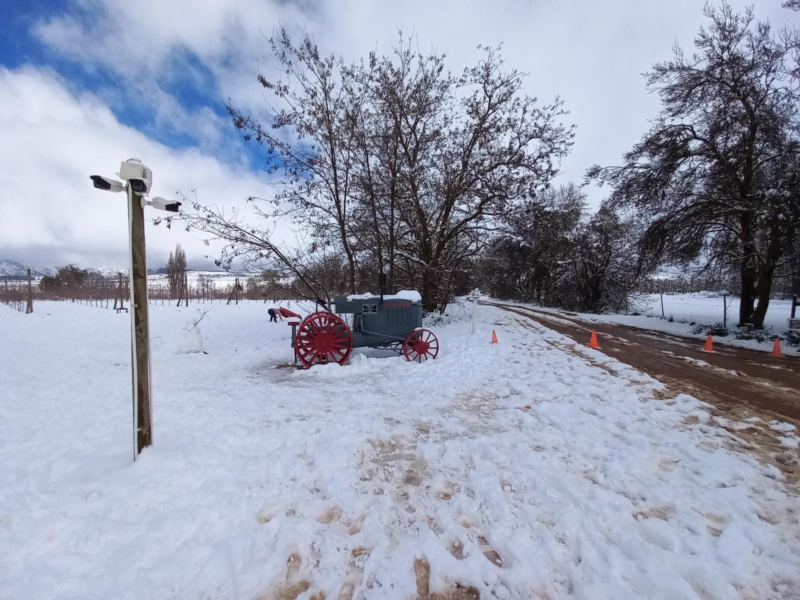 Klondyke Cherry Farm Ceres Western Cape South Africa Tractor, Vehicle, Agriculture, Snow, Nature, Winter, Winter Landscape