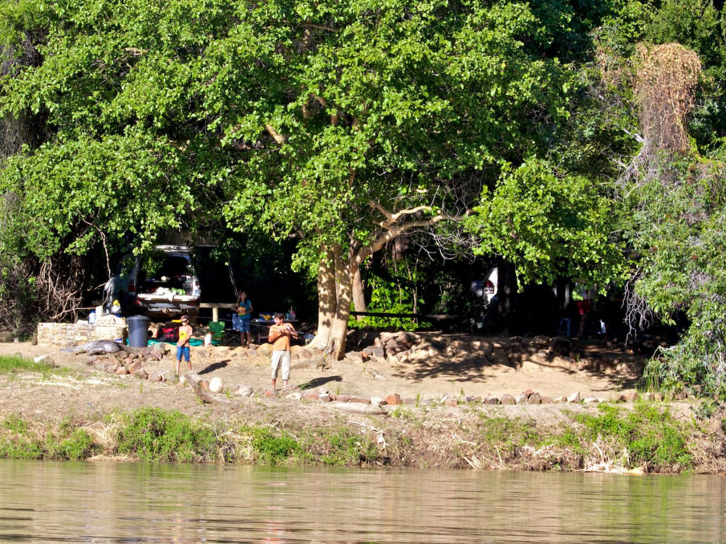 Kunene River Lodge, Campsite for Tents (Max 10 Person), Boat, Vehicle, Bridge, Architecture, Canoe, River, Nature, Waters, Person