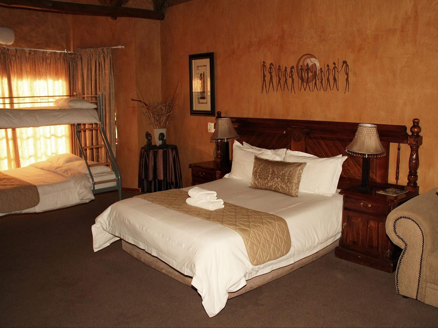 Kuruman Inn By Country Hotels, Twin Room, Sepia Tones, Bedroom