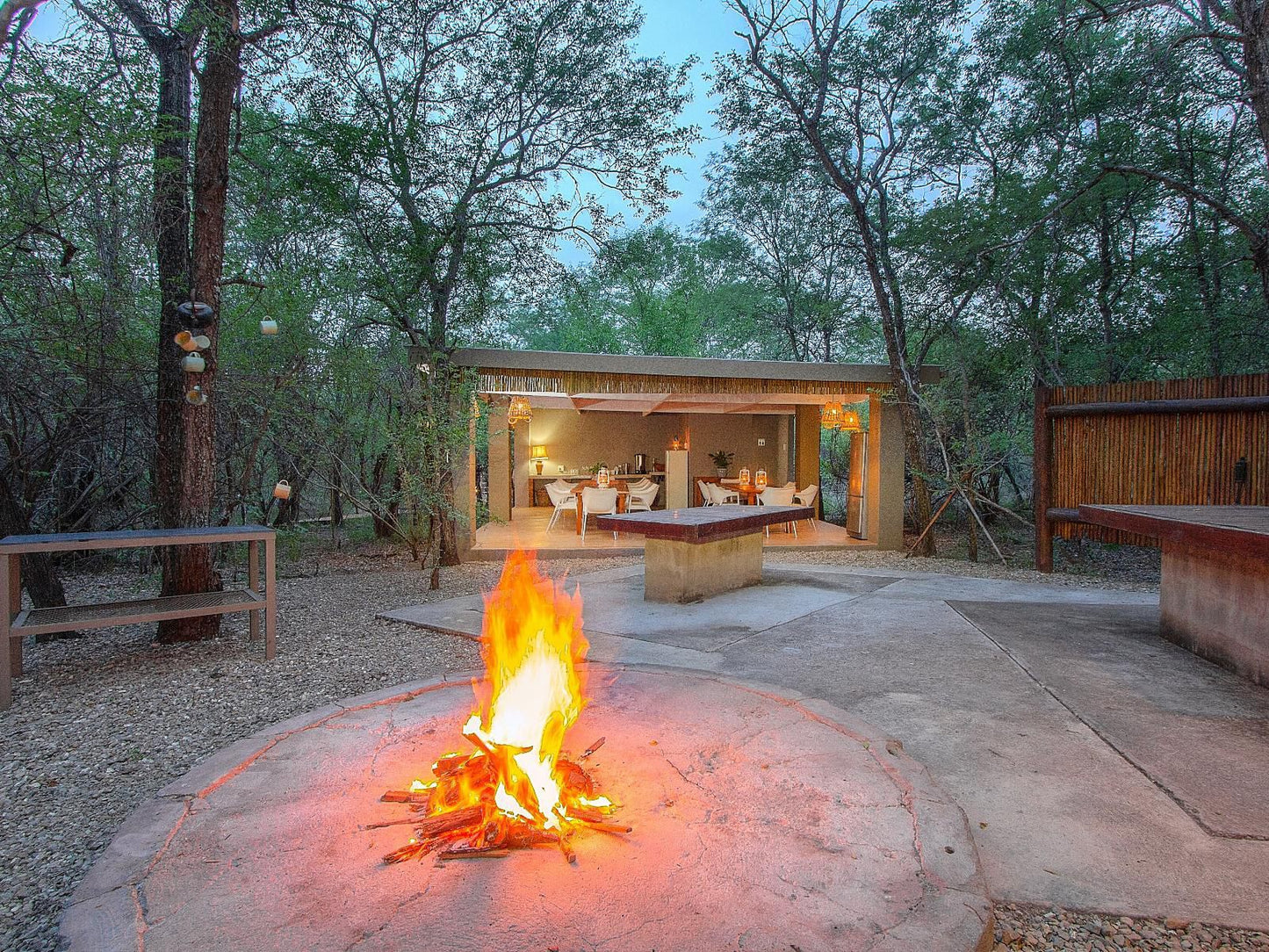 Maqueda Lodge Marloth Park Mpumalanga South Africa Cabin, Building, Architecture, Fire, Nature