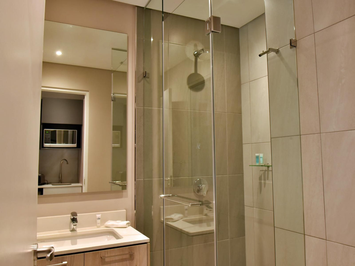 Menlyn Maine Luxury Rentals, Studio Apartment A, Sepia Tones, Bathroom