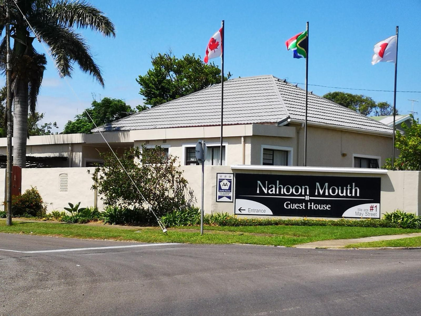 Nahoon Mouth Guest House, Flag, Palm Tree, Plant, Nature, Wood, Rainbow, Sign, Window, Architecture