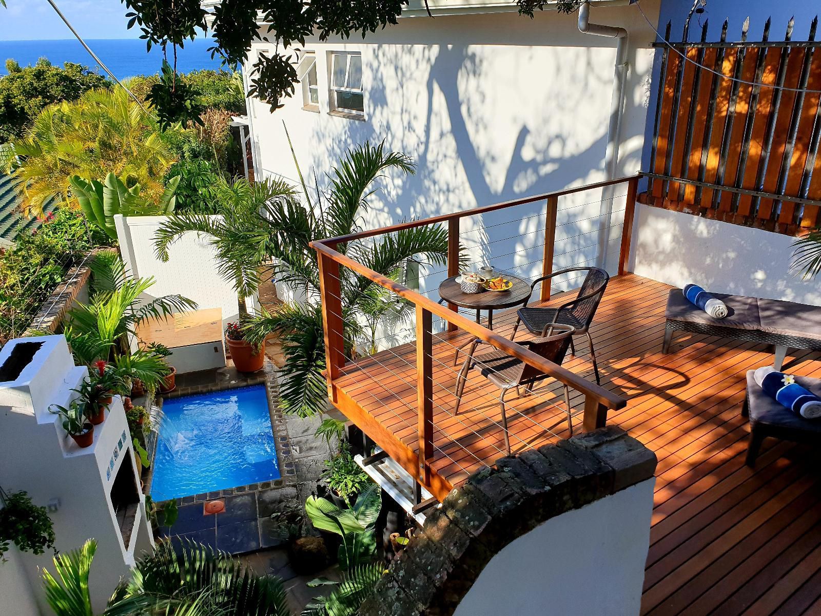 Namaste Sea View Studio In Southbroom Southbroom Kwazulu Natal South Africa Balcony, Architecture, Palm Tree, Plant, Nature, Wood, Swimming Pool