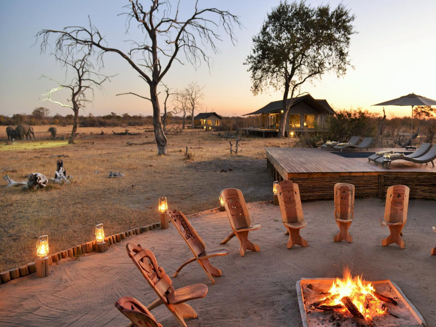 Nogatsaa Pans Chobe Lodge, Fire, Nature, Desert, Sand