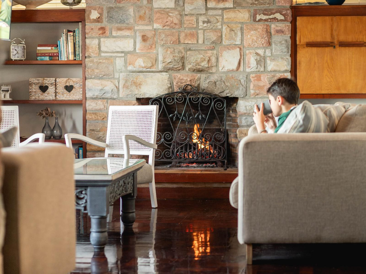 Normandie On Sea, Fireplace, Living Room, Person