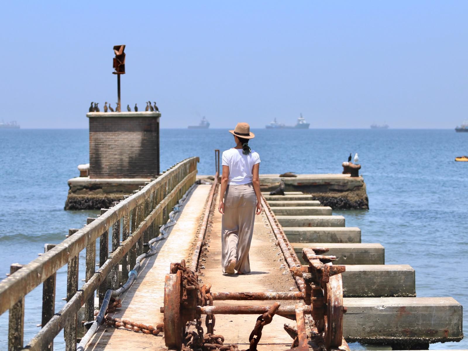 Pelican Point Lodge, Beach, Nature, Sand, Lighthouse, Building, Architecture, Tower, Pier, Person