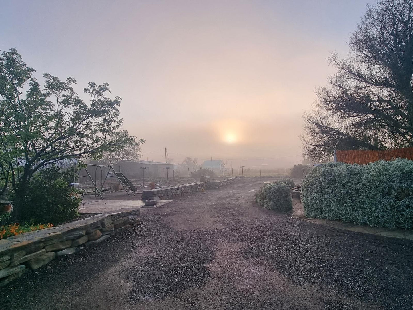 Perlman House Sutherland Northern Cape South Africa Train, Vehicle, Fog, Nature, Railroad, Sunset, Sky