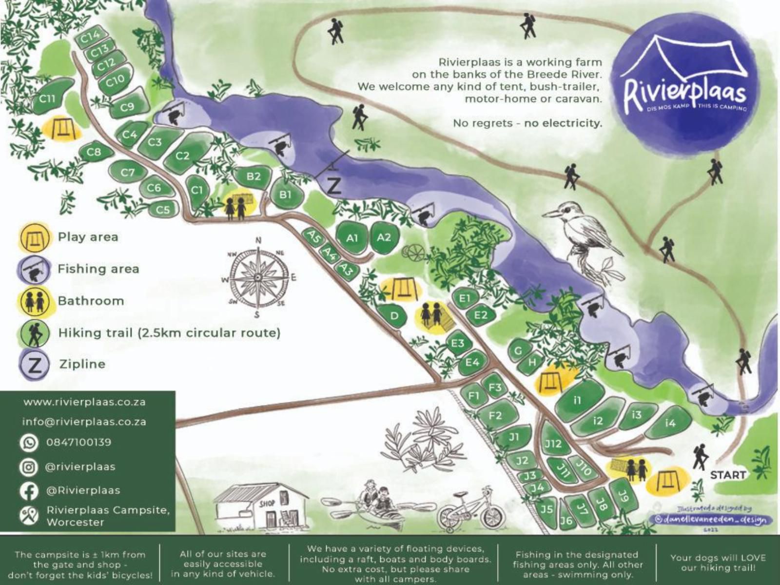 Rivierplaas Campsite, Camp site A5, Map