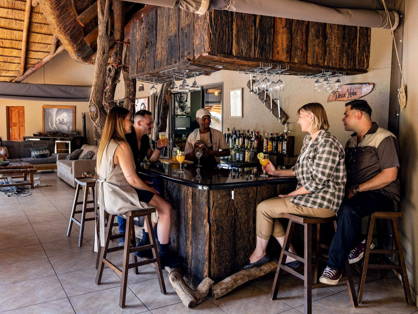 Sable Ranch Bush Lodge, Face, Person, Group, Bar, Food, Profile Face