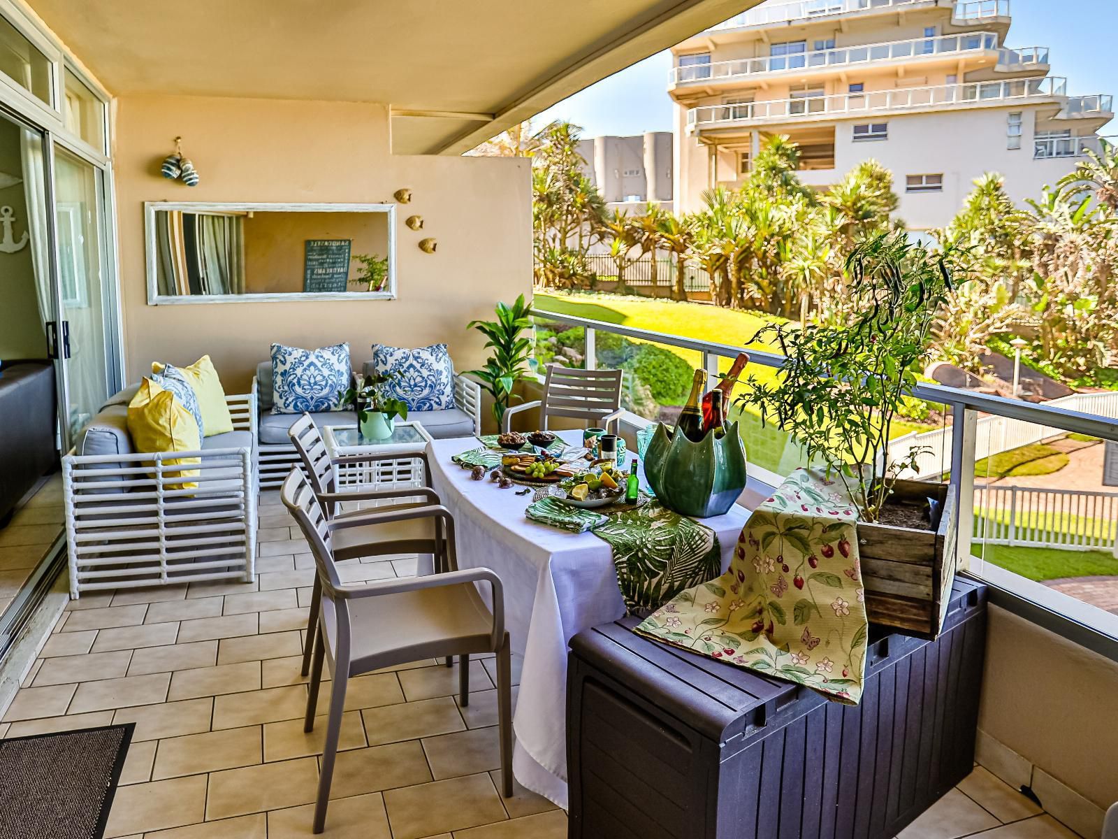 Sands Affordable Luxury On The Beach Ballito Kwazulu Natal South Africa Balcony, Architecture, Palm Tree, Plant, Nature, Wood, Food