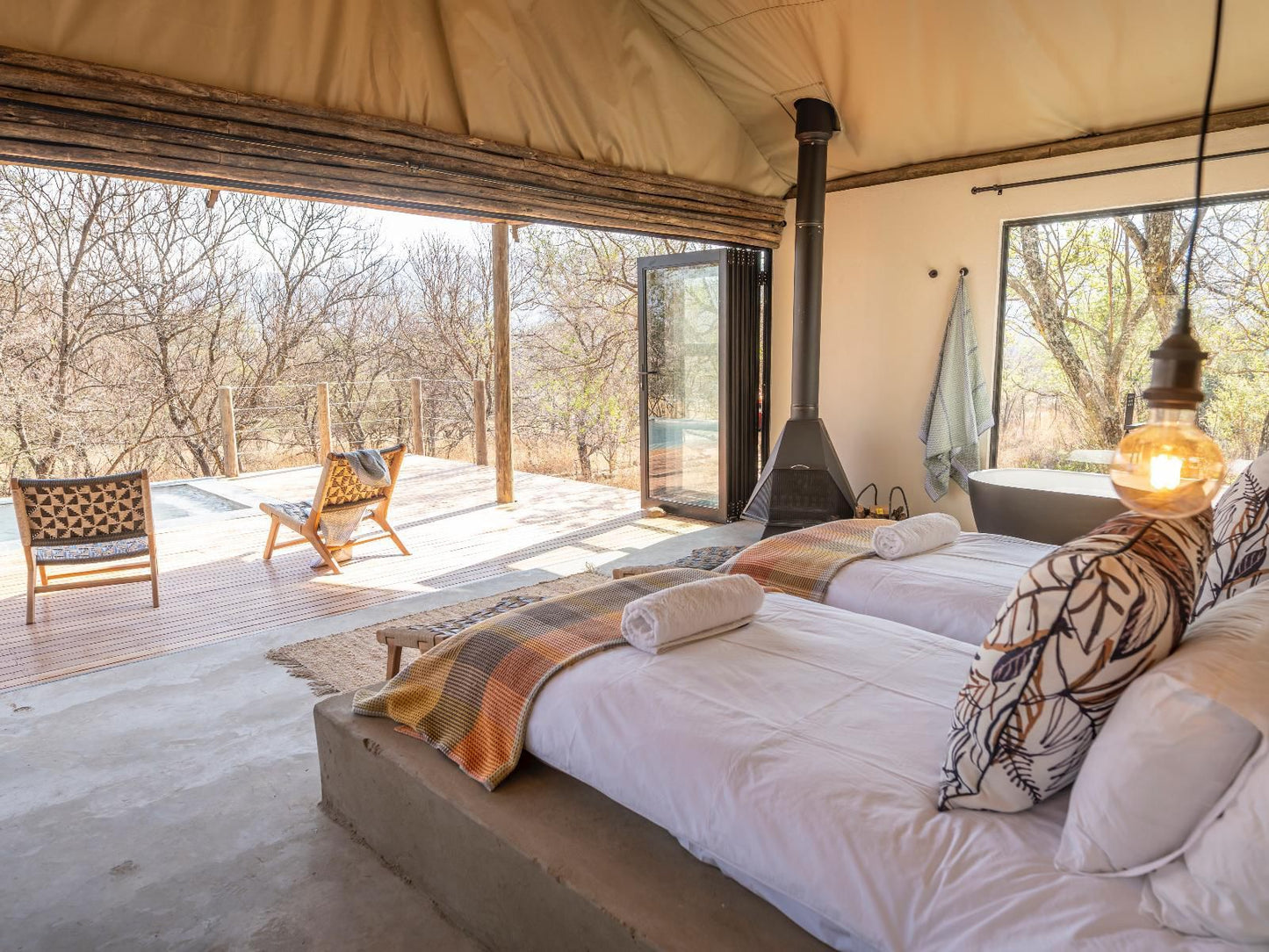 Sasi Bush Lodge, Sundown Premium Tent, Bedroom