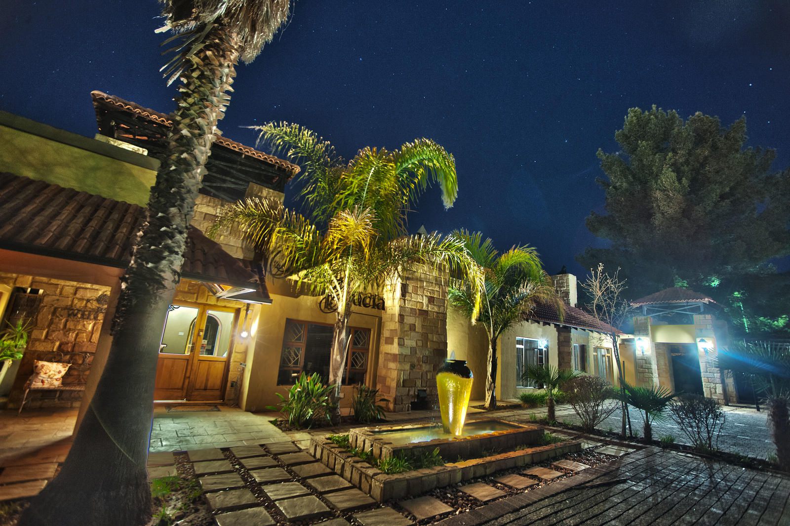 Solo Gracia Brandwag Bloemfontein Free State South Africa House, Building, Architecture, Palm Tree, Plant, Nature, Wood, Night Sky, Swimming Pool