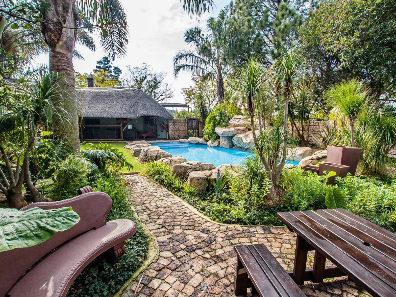 Summer Garden Guest House The Palms Farrarmere Johannesburg Gauteng South Africa House, Building, Architecture, Palm Tree, Plant, Nature, Wood, Garden, Swimming Pool