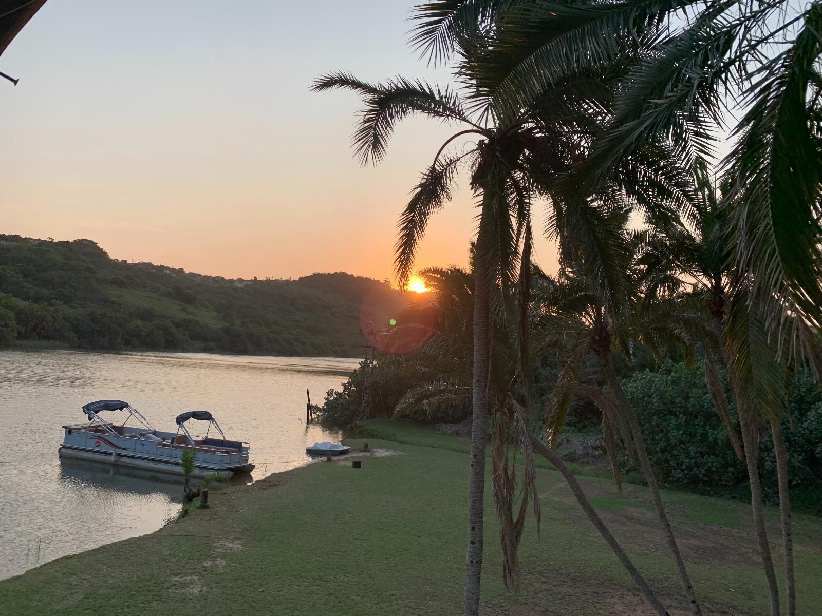 Umtamvuna River Lodge Rennies Beach Port Edward Kwazulu Natal South Africa Boat, Vehicle, Beach, Nature, Sand, Palm Tree, Plant, Wood, River, Waters, Sunset, Sky